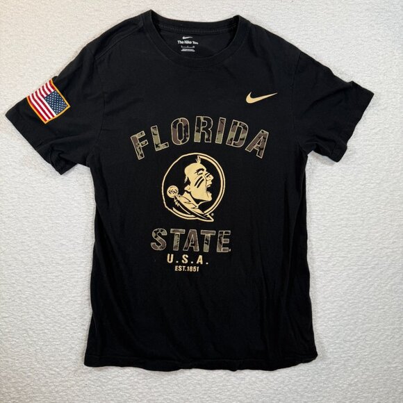 Nike Men's NCAA Football Veterans Day Camouflage Details Black Cotton small FSU - Picture 1 of 7